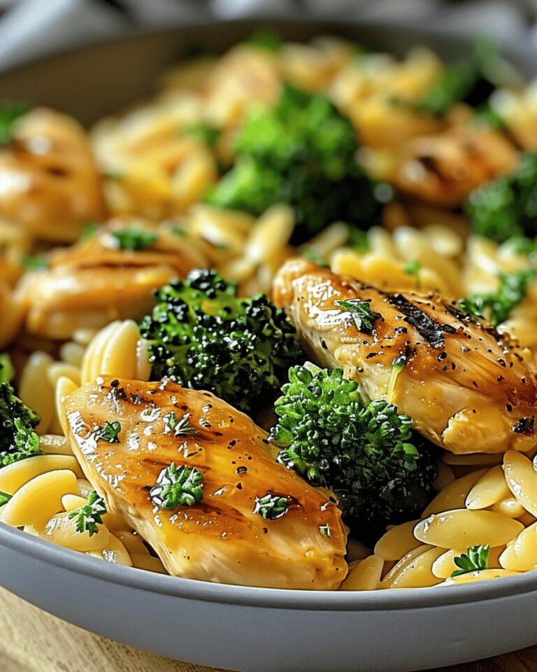Poulet brocoli orzo au cheddar